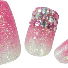 FAUX ONGLES X24 3D ROSE+STRASS - SINA 