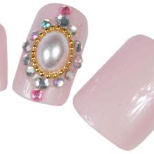 FAUX ONGLES X24 3D ROSE+PERLE+STRASS - SINA 