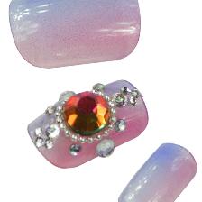 FAUX ONGLES X24 3D ROUG+RUBIS+STRASS - SINA 